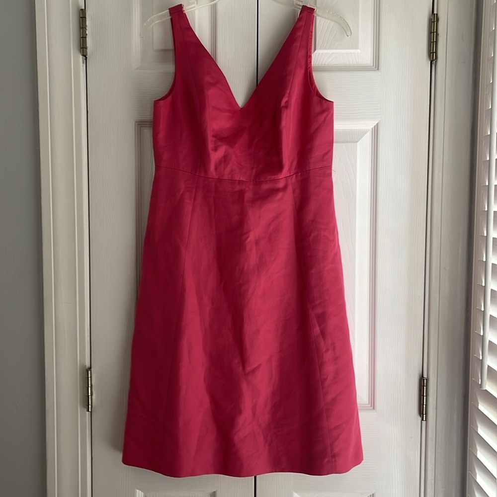 J CREW LADIES SUNDRESS SZ 8P ROSE COLOR COTTON FULLY LINED NWT